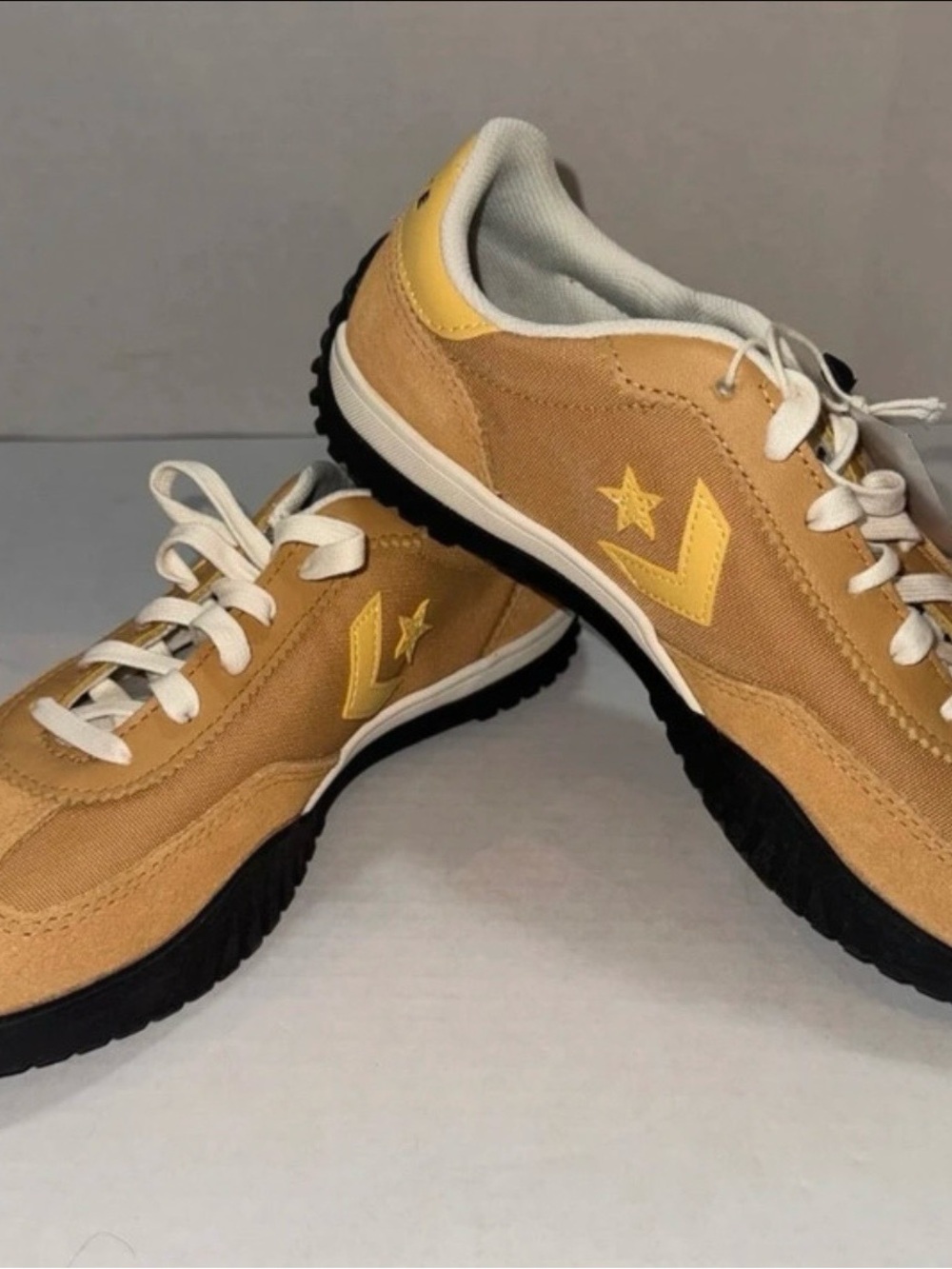 Converse Women's 6.5 Allstar Player 76 Low-Top Sneakers Tan and Yellow Suede